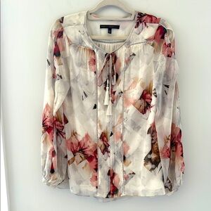 White House Black Market Pink, Brown and Cream Blouse size 4